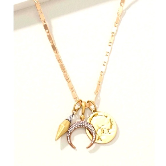 Stella & Dot Jewelry - :: Stella & Dot | Versatile Vintage Gold Renegade Pendant Coin Arc Pave Necklace